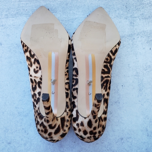 Sam Edelman Leopard Print Heels Pumps Pointed Toe Calf Hair SZ 6 - Picture 7 of 8